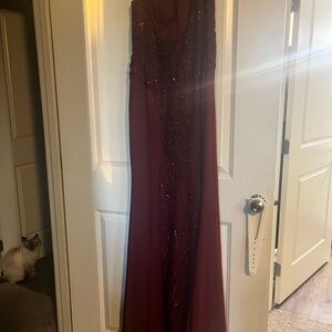 Elegant Burgundy Evening Gown